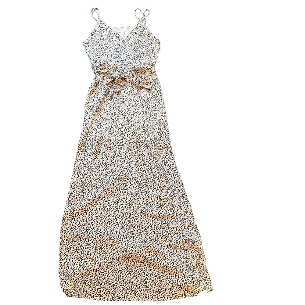 Autumn Wedding Guest Dress Willow & Root Dalmatian Print Faux Wrap Maxi Dress S